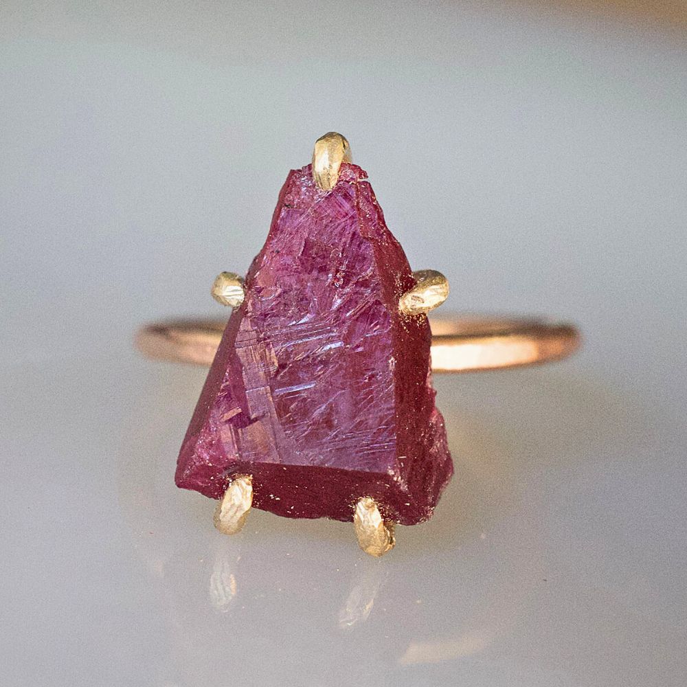 Unheated Longido Ruby Medium Stone Ring on a Rose Gold Band