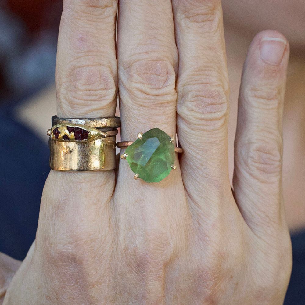 Peridot Large Stone Ring on a Rose Gold Band