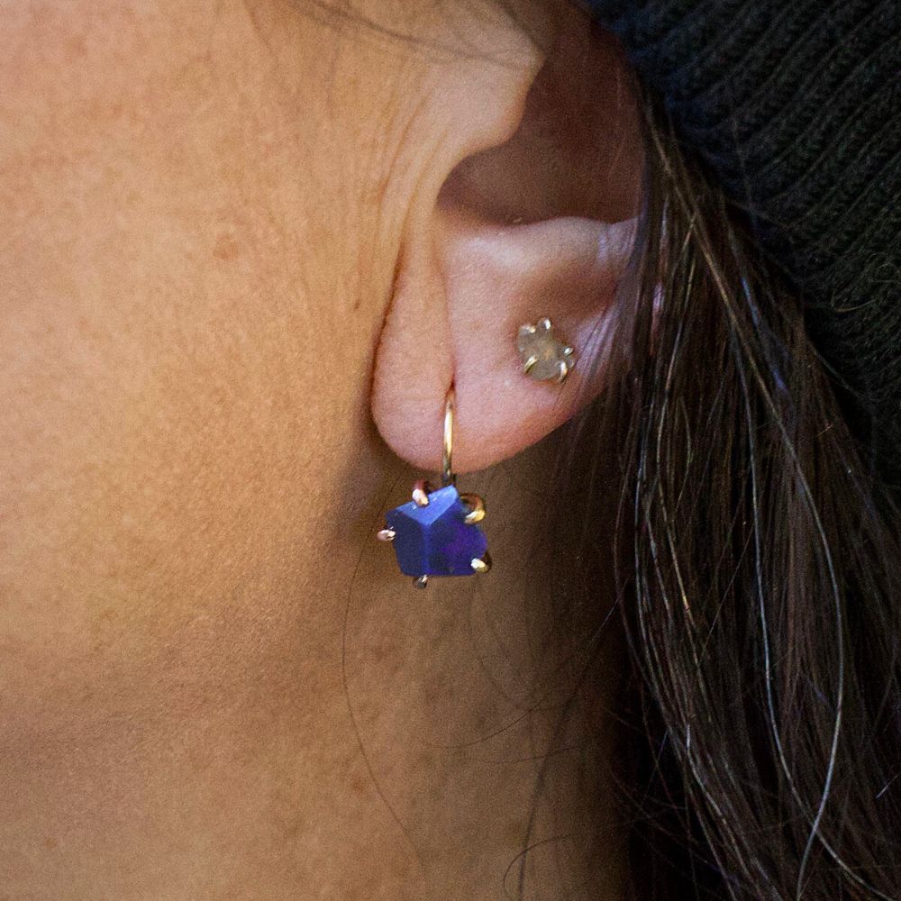 Australian Dark Opal Hook Earrings