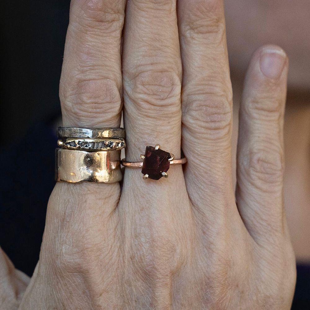 Red Tourmaline Medium Stone Ring on a Rose Gold Band