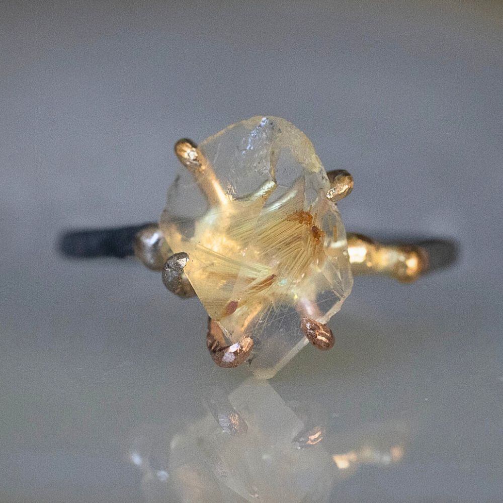 Rutilated Quartz Small Stone Ring