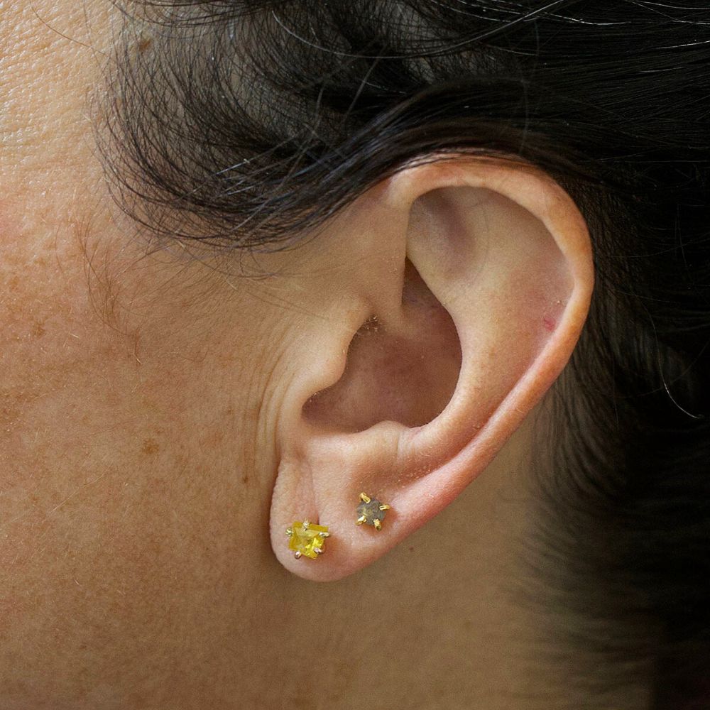 Yellow .94ct Rose Cut Diamond Studs