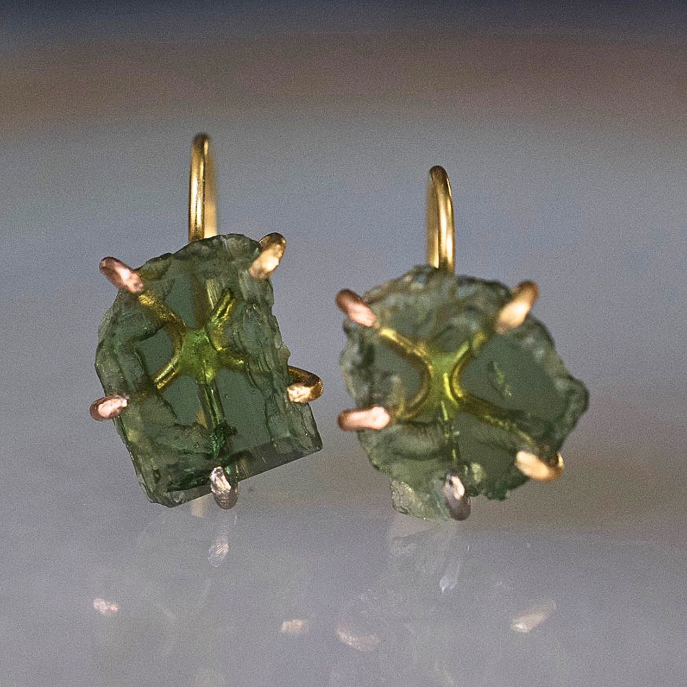 Moldavite Hook Earrings