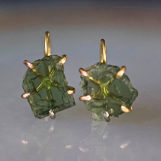 Moldavite Hook Earrings