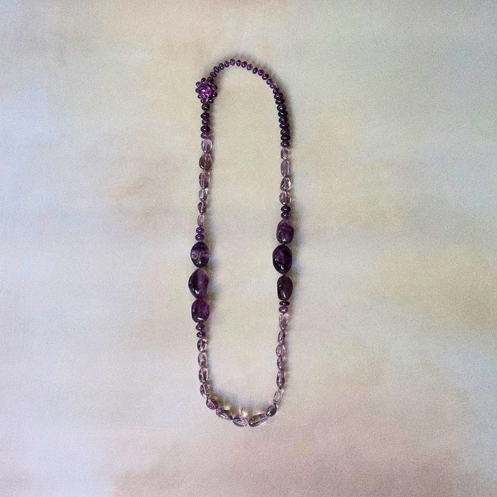 Amethyst and Flourite Lariat 32 Inches