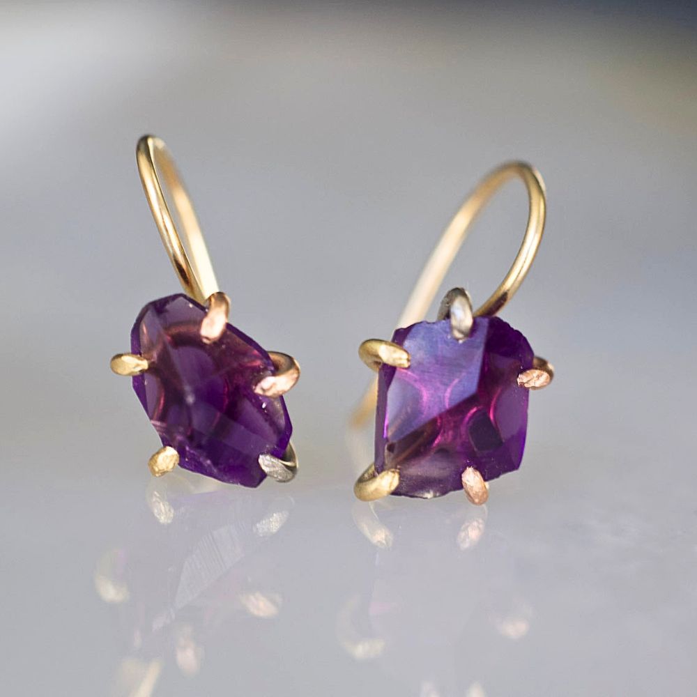 Amethyst Hook Earrings
