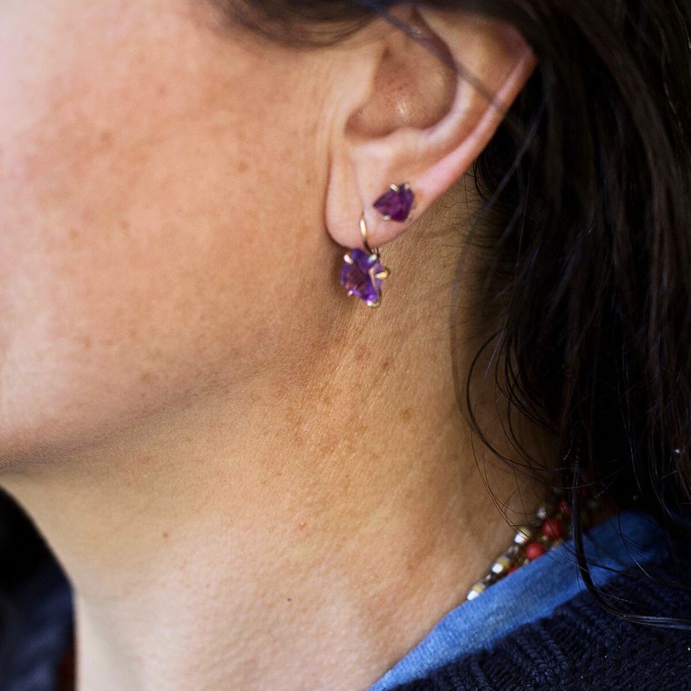 Amethyst Hook Earrings
