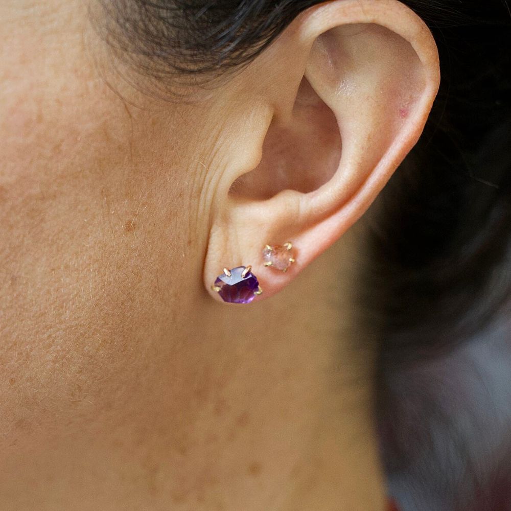 Amethyst Medium Stone Studs