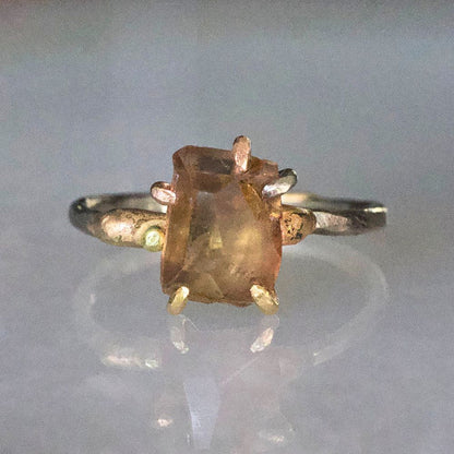 Andalusite Small Stone Ring on a Palladium and Gold Band