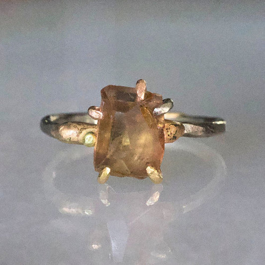 Andalusite Small Stone Ring on a Palladium and Gold Band