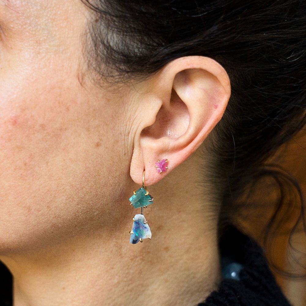 Apatite and Australian Opal Day to Night Earring Set