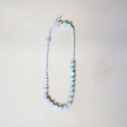 Aquamarine and Chalcedony Lariat 18 Inches