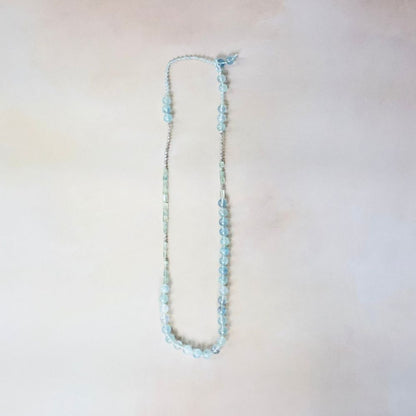 Aquamarine and Grey Diamond Lariat 32 Inches