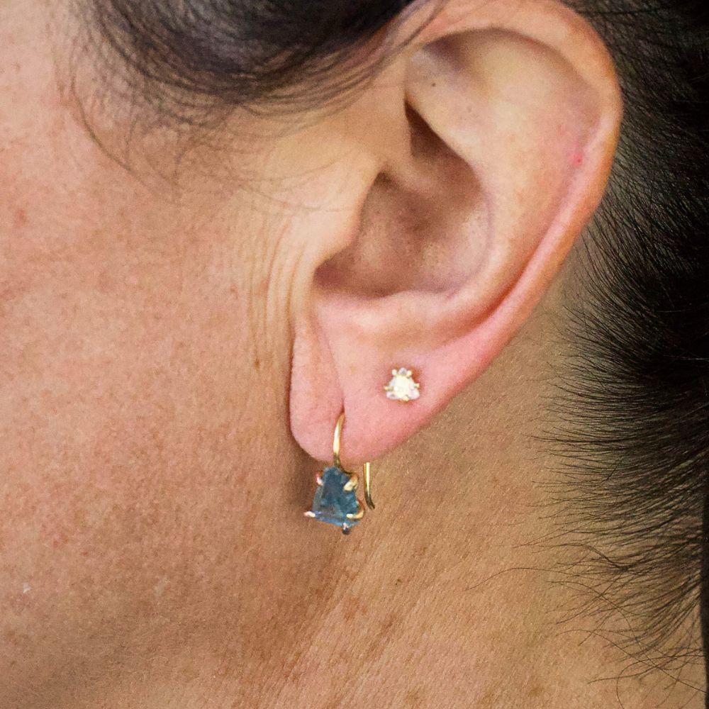 Aquamarine Petite Hook Earrings