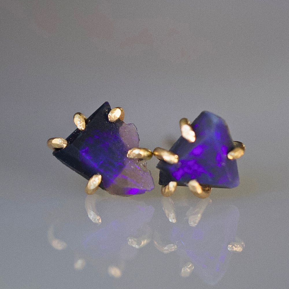 Australian Dark Opal Extra Small Stone Studs