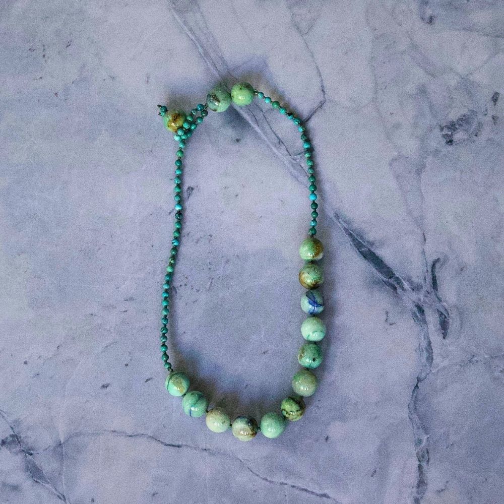 Azurite, Chrysocolla and Turquoise  Lariat 20 Inches