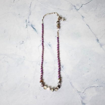Banded Agate and  Phosphosiderite Lariat 33 Inches