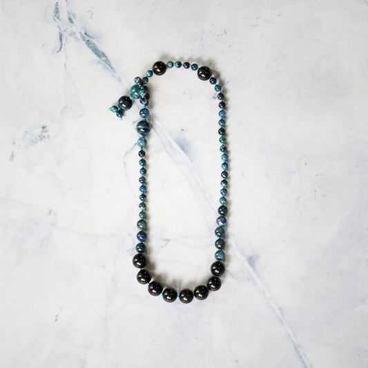 Black Jade and Richterite Lariat 19 Inches