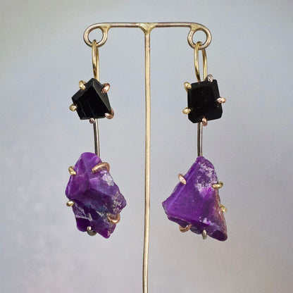 Wyoming Black Jade and Sugilite Day to Night Earrings