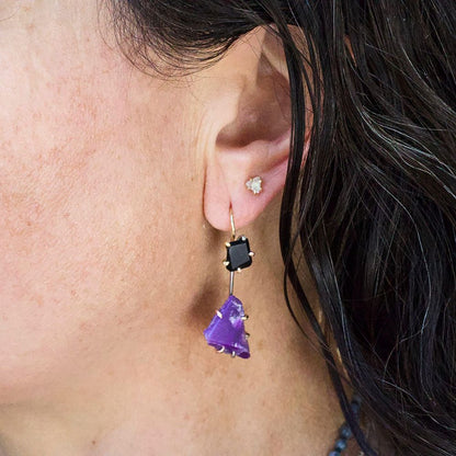 Wyoming Black Jade and Sugilite Day to Night Earrings