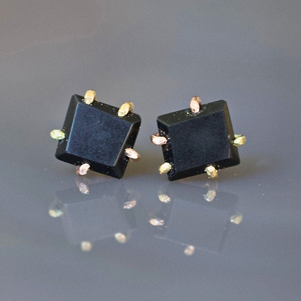 Wyoming Black Jade Medium Stone Studs