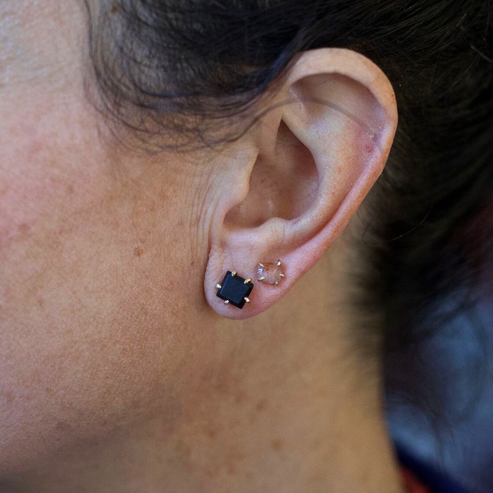 Wyoming Black Jade Medium Stone Studs