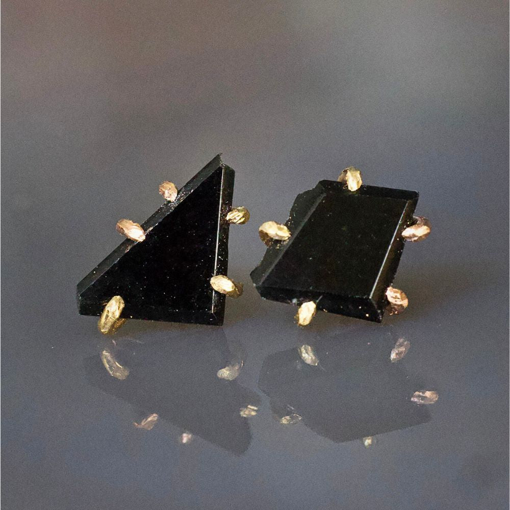 Wyoming Black Jade Large Stone Studs