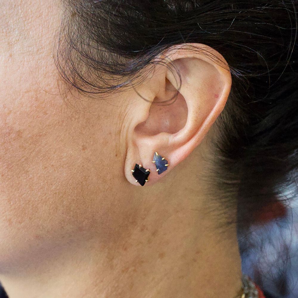 Wyoming Black Jade Large Stone Studs