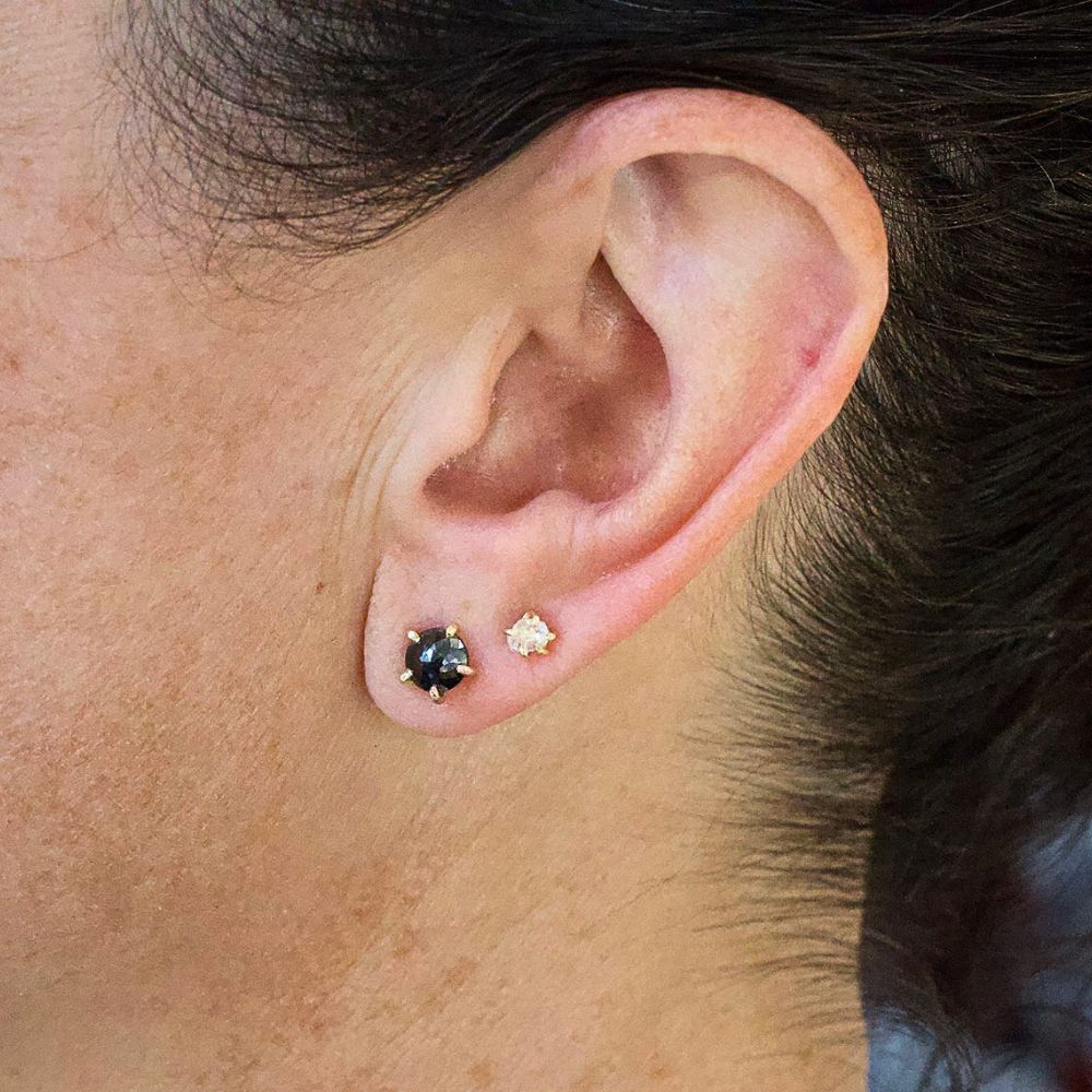 Black 1.5ct Rose Cut Diamond Studs