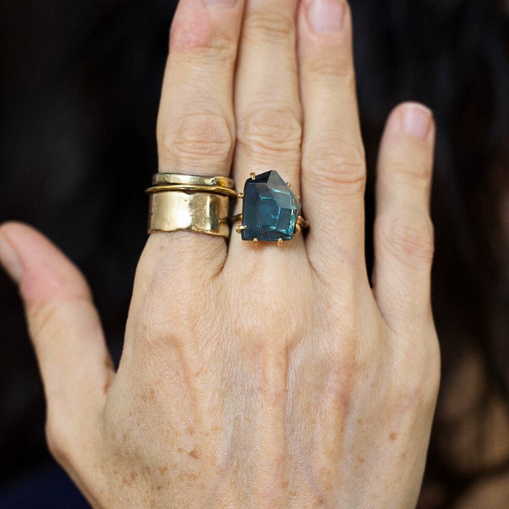 Blue Topaz Large Stone Ring