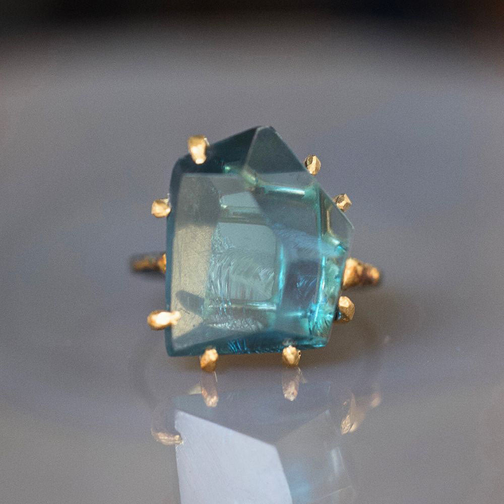 Blue Topaz Large Stone Ring