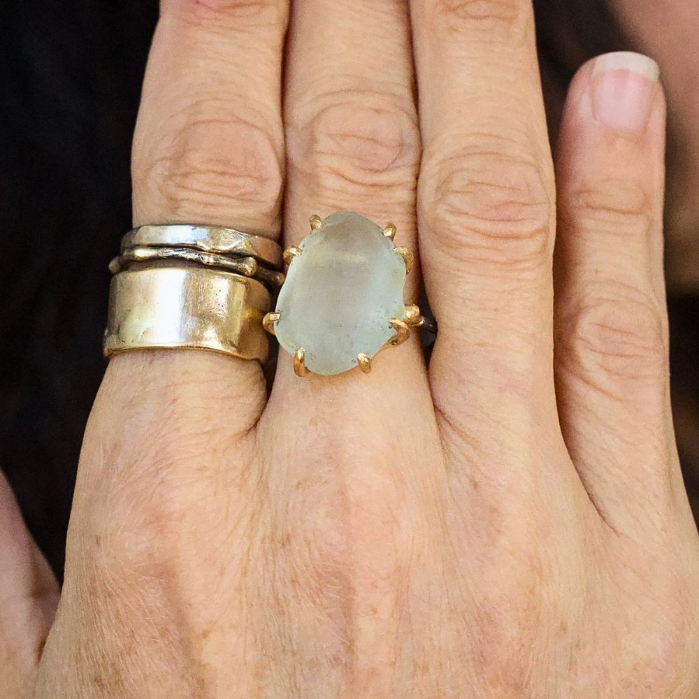 Natural Blue Topaz Large Stone Ring