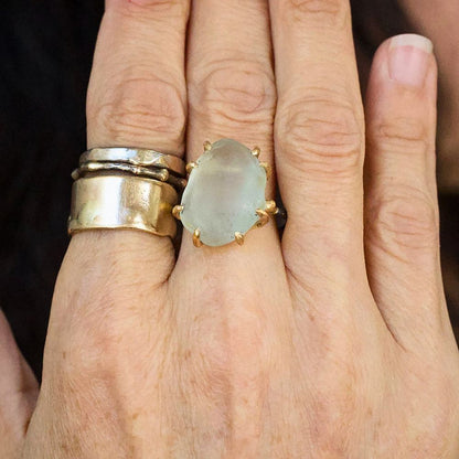 Natural Blue Topaz Large Stone Ring