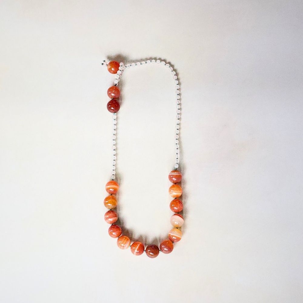 Carnelian and Rose Quartz Lariat 19 Inches