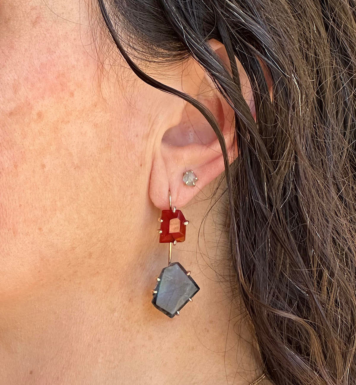 Carnelian and Spectrolite Day to NIght Earring Set