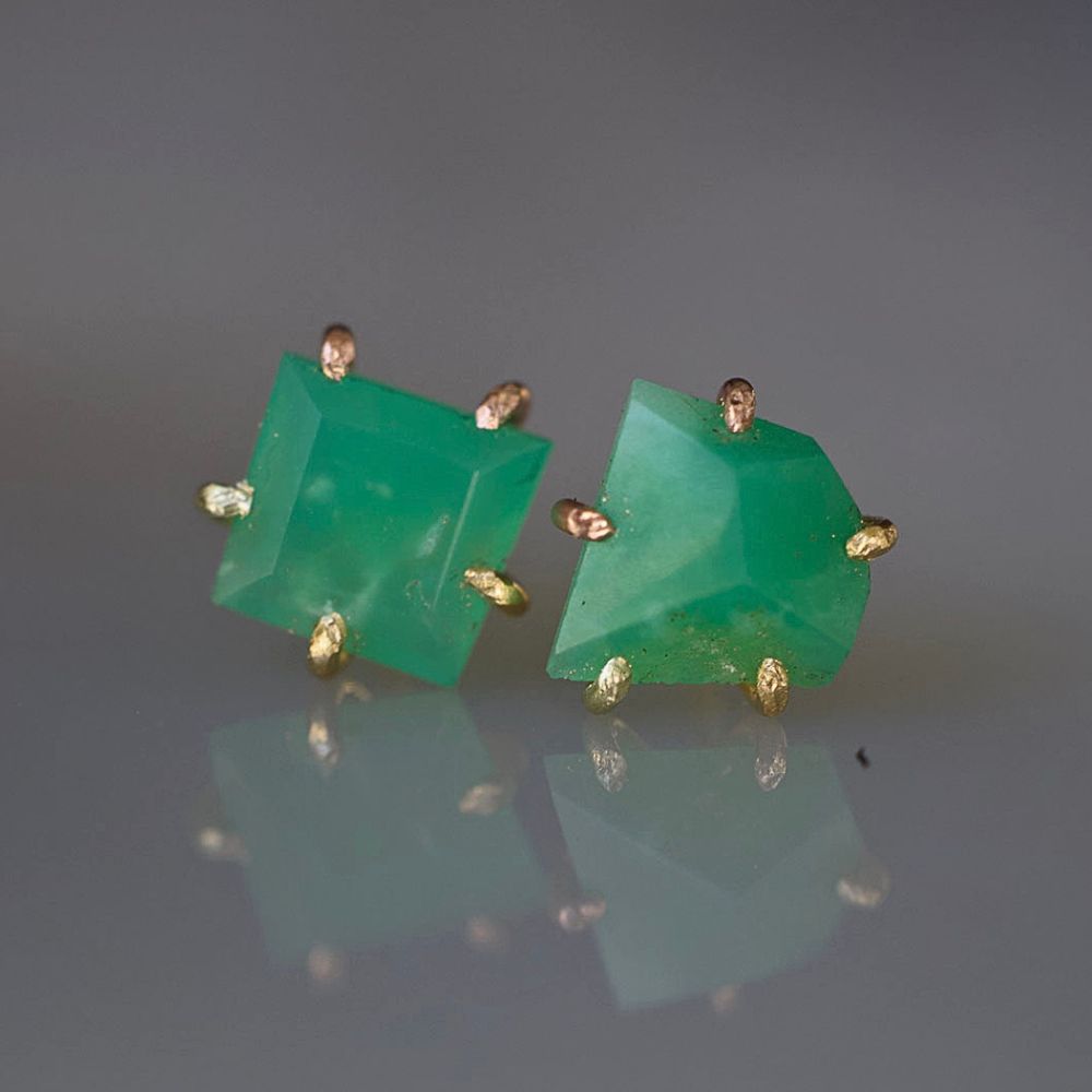 Chrysoprase Large Stone Studs
