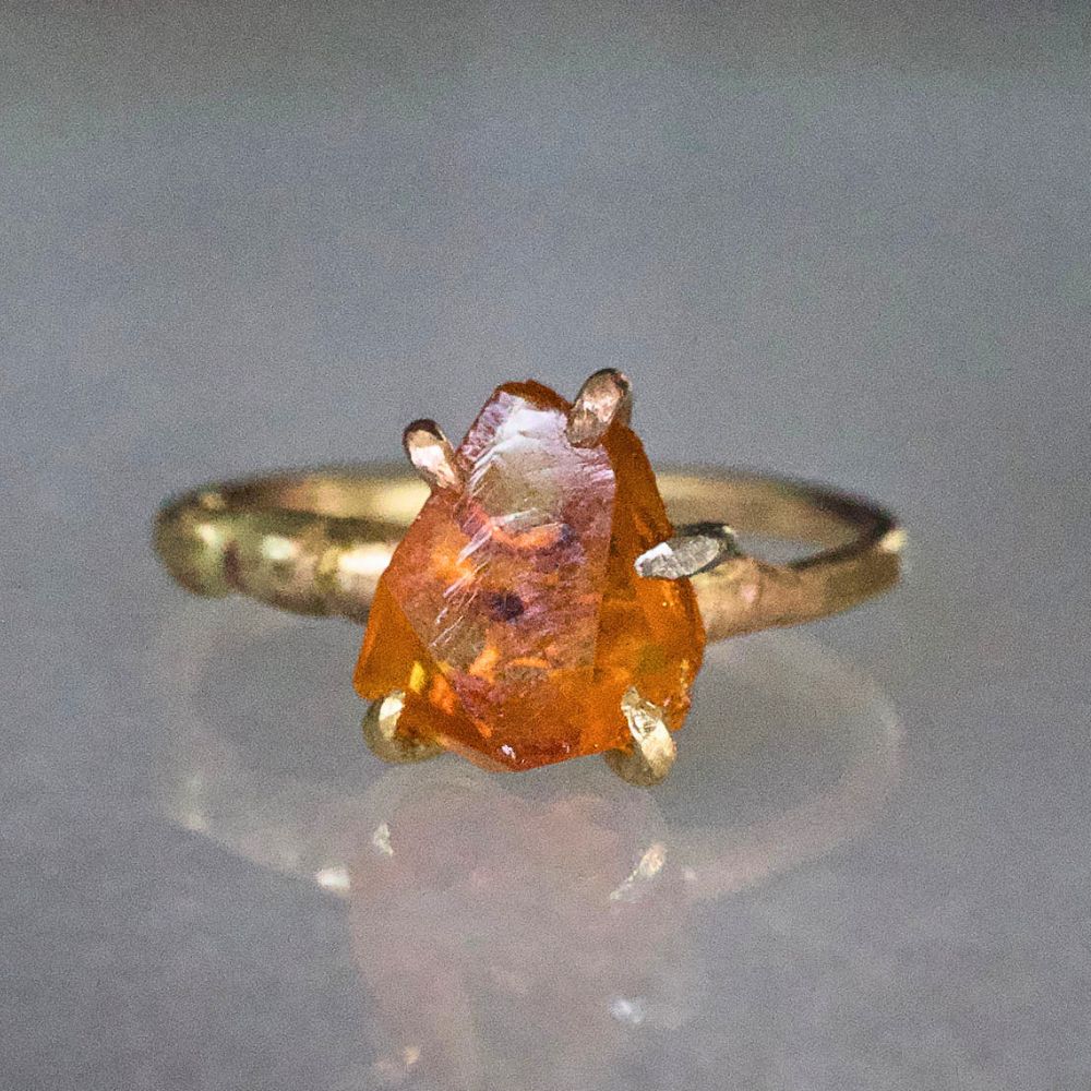 Citrine Small Stone Ring on a Palladium and Gold Band