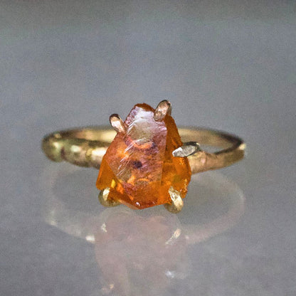 Citrine Small Stone Ring on a Palladium and Gold Band