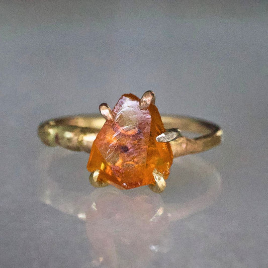 Citrine Small Stone Ring on a Palladium and Gold Band