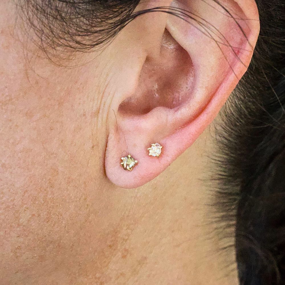 Cognac .25ct Rose Cut Diamond Studs