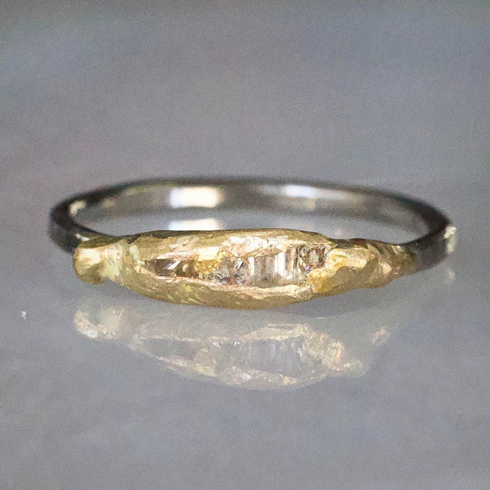 Mixed Diamond Band Mini with a Palladium Band