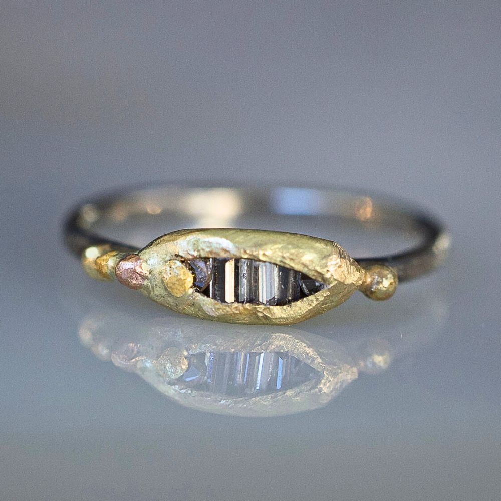 Mixed Diamond Band Mini on a Palladium Band