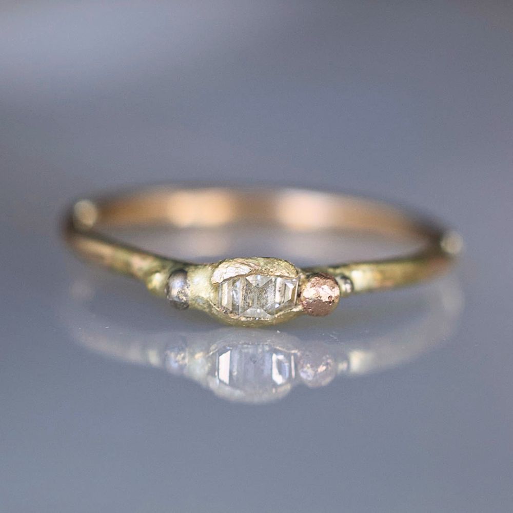 Baguette Diamond Band on a Yellow Gold Band Mini