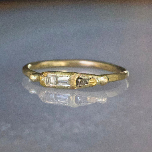 Baguette Diamond Band Mini on a Yellow Gold Band