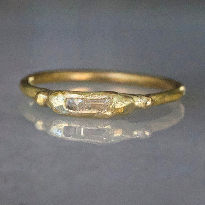 Baguette Diamond Band Mini on a Yellow Gold Band