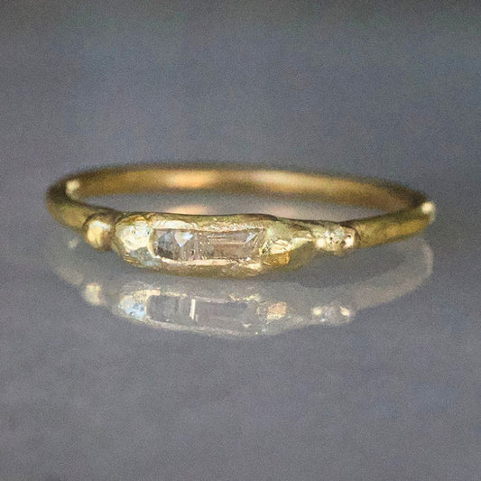 Baguette Diamond Band Mini on a Yellow Gold Band