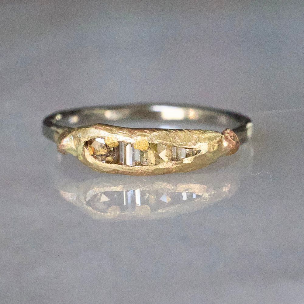 Mixed Diamond Band Mini with a Palladium Band