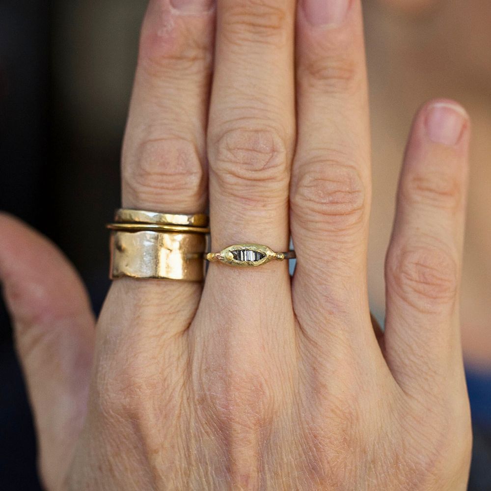 Mixed Diamond Band Mini on a Palladium Band