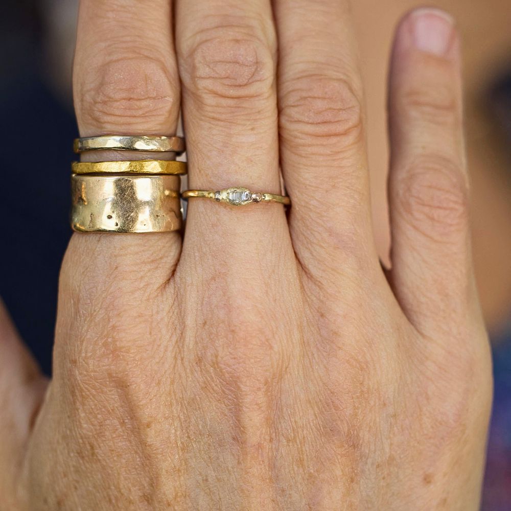 Baguette Diamond Band on a Yellow Gold Band Mini