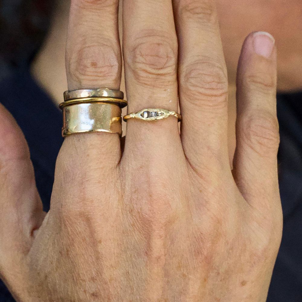 Mixed Diamond Band Mini with a Gold Band